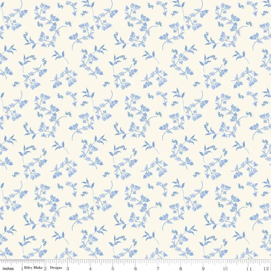 Penelope Stems Cream Cotton Wideback Fabric per yard