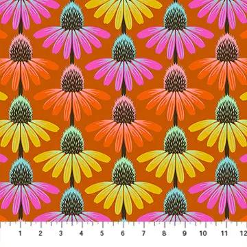 Perennial Borders Echinacea Rhythm in Fire AMT136-79V Cotton 44"/45" Fabric Per Yard