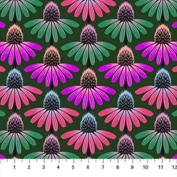 Perennial Borders Echinacea Rhythm in Forest AMT136-78L Cotton 44"/45" Fabric Per Yard