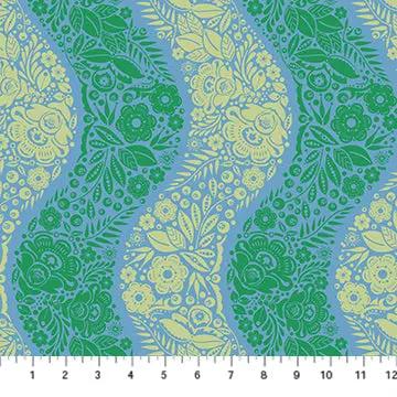 Perennial Borders Village Path in Sea AMT139-64C Cotton 44"/45" Fabric Per Yard