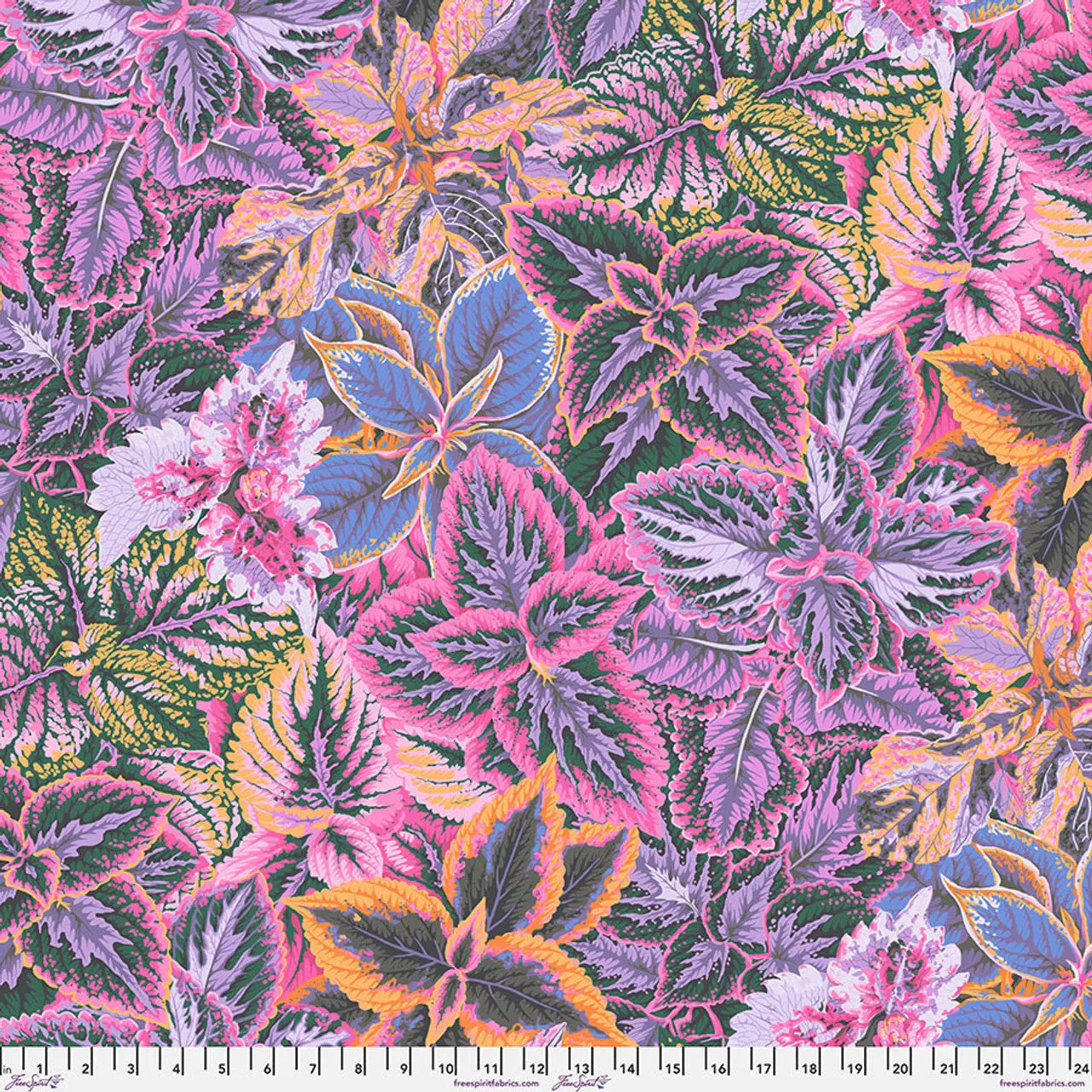 Pink Bold Leaves Cotton 44"/46" Fabric Per Yard
