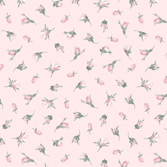 Pink Buds La Fleur Flannel Cotton 42"/43" Fabric Per Yard