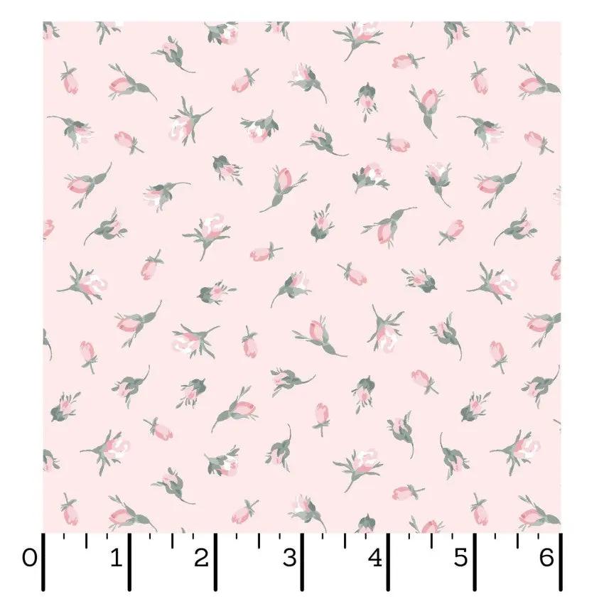 Pink Buds La Fleur Flannel Cotton 42"/43" Fabric Per Yard