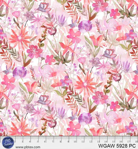 Pink Whispering Gardens Cotton Wideback Fabric Per Yard