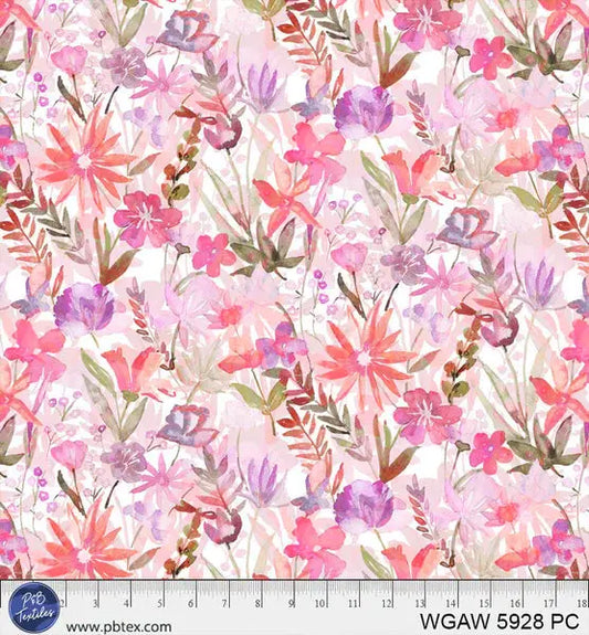 Pink Whispering Gardens Cotton Wideback Fabric Per Yard