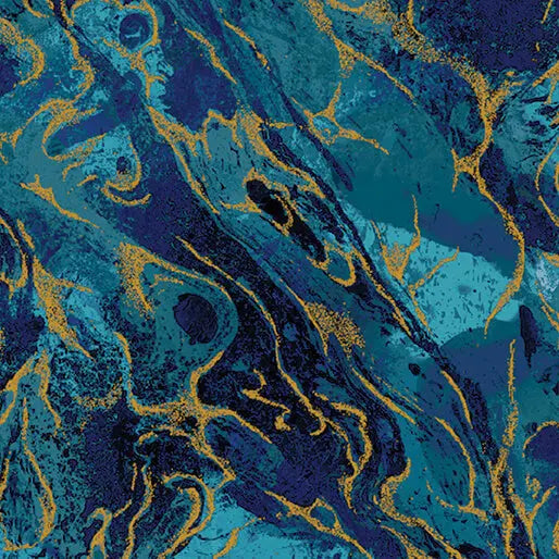Prussian Marbled Earth Cotton 44”/45" Fabric Per Yard