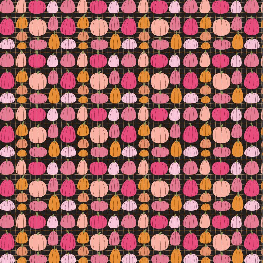 Pumpkin Patch Poppie Cotton Black 44"/45" Fabric Per Yard