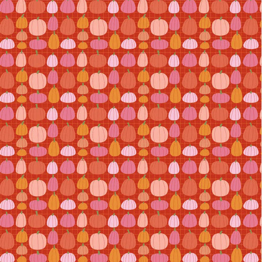 Pumpkin Patch Poppie Cotton Orange Pink 44"/45" Fabric Per Yard