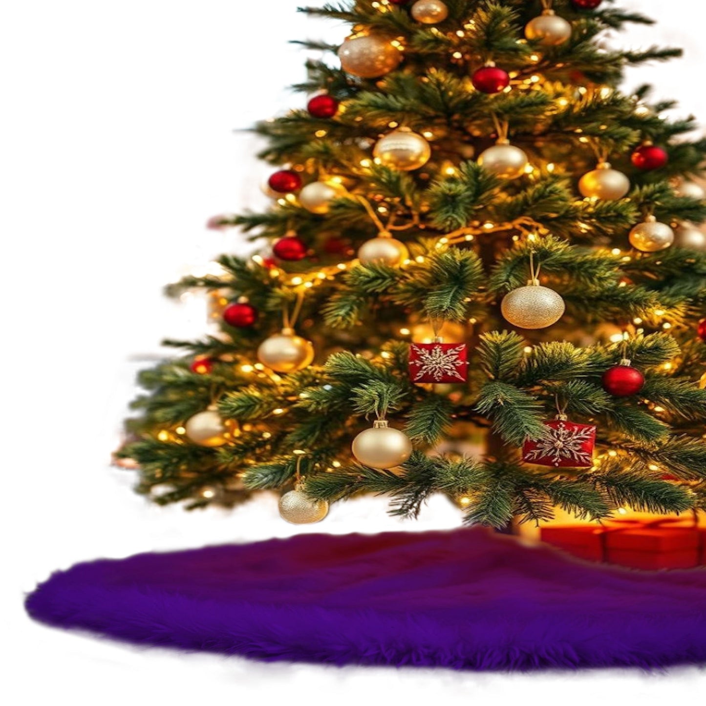 Premium Faux Fur Christmas Tree Skirt - 30 Inch | Luxurious Holiday Decorations