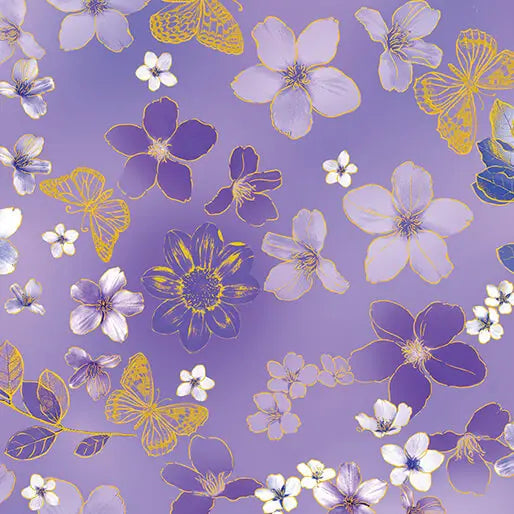Purple Violet Ethereal Field Cotton 44"/45" Fabric Per Yard