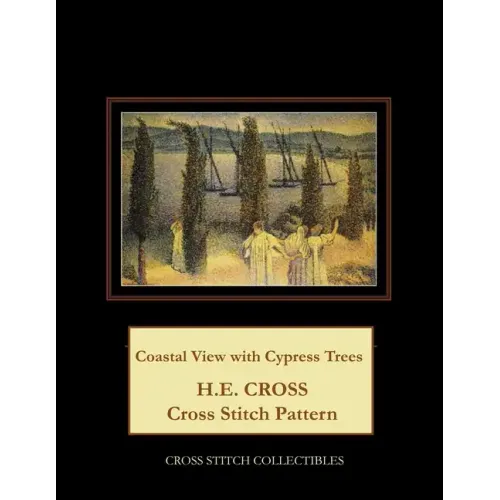 Coastal View with Cypress Trees: H.E. Cross cross stitch pattern