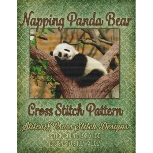 Napping Panda Bear Cross Stitch Pattern