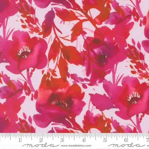 Radiant Pink Poppies Cotton 44"/45" Fabric Per Yard