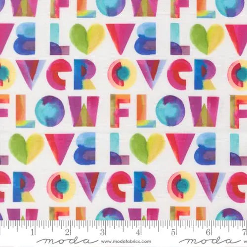 Radiant Rainbow Over Flow Text Cotton 44"/45" Fabric Per Yard
