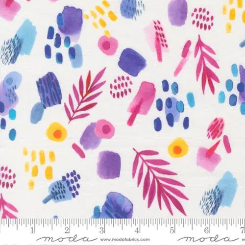 Radiant Rainbow Watercolor Leaves Cotton 44"/45" Fabric Per Yard