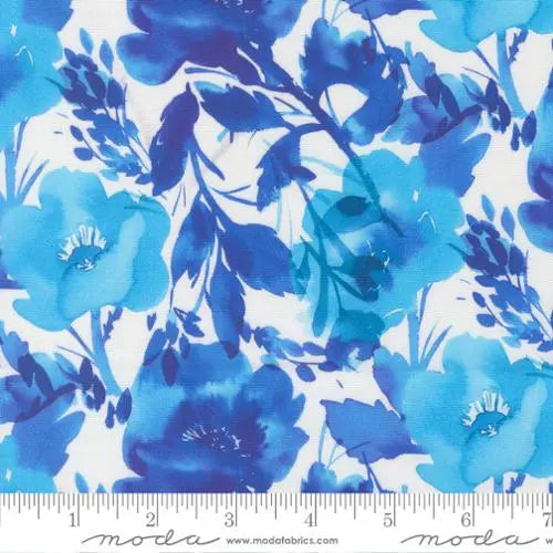 Radiant Sky Poppies Cotton 44"/45" Fabric Per Yard