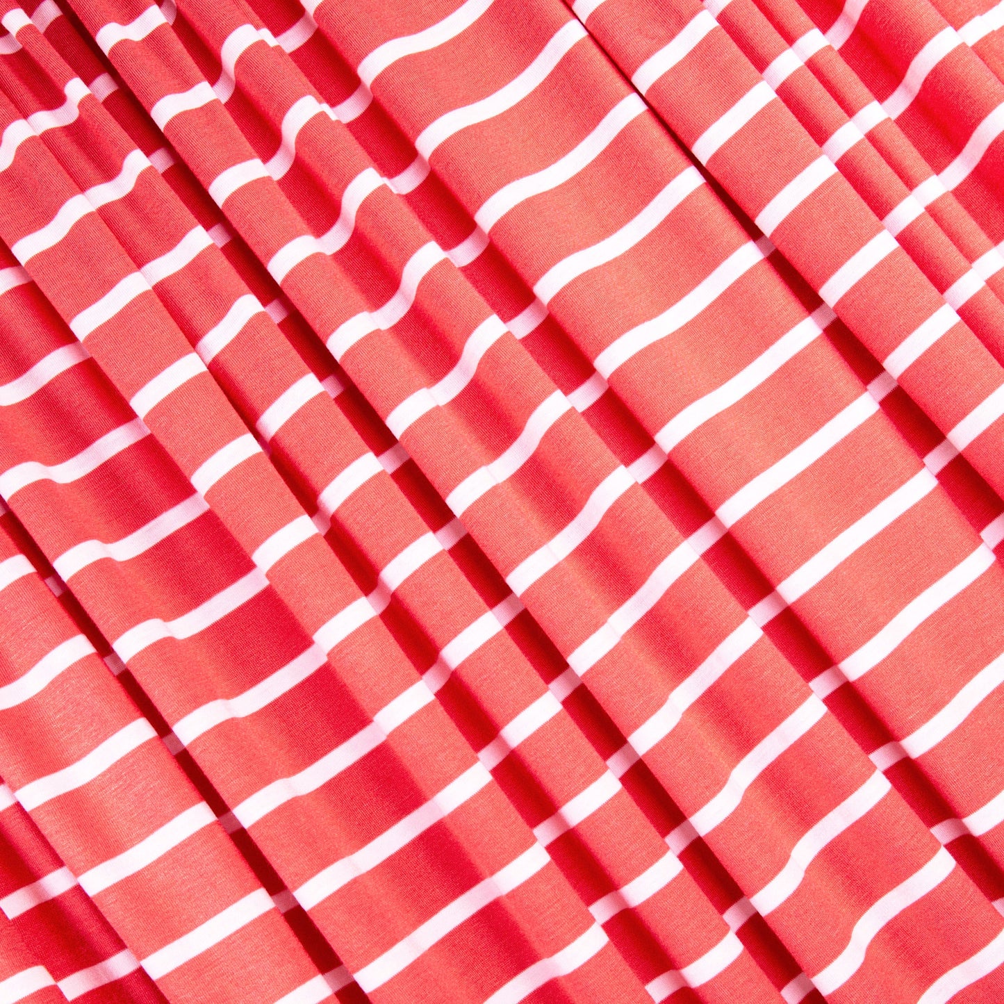 FabricLA Rayon Spandex Jersey Knit Fabric – 58/60" Wide, 1.6mm Thick | 4-Way Stretch Striped Fabric for Apparel & Crafts (Coral & White)