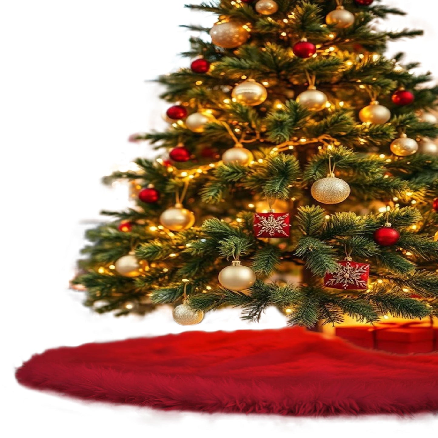 Premium Faux Fur Christmas Tree Skirt - 30 Inch | Luxurious Holiday Decorations