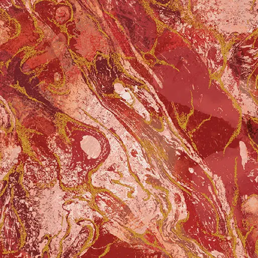 Red Marbled Earth Cotton 44”/45" Fabric Per Yard