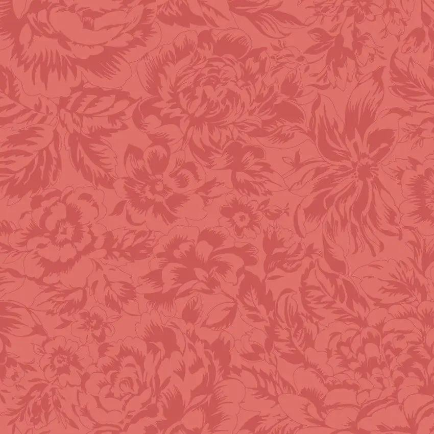 Red Tonal Floral La Fleur Flannel Cotton 42"/43" Fabric Per Yard