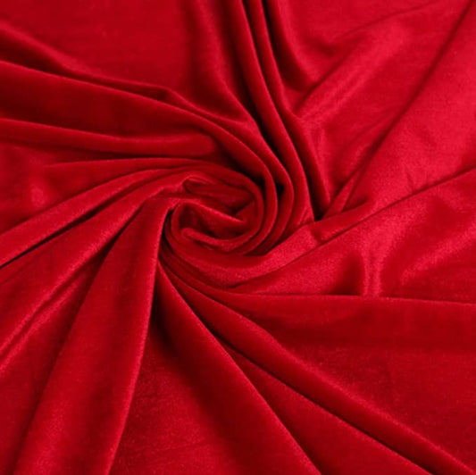 FabricLA Stretch Velvet Fabric by the Yard – Red | 90% Polyester 10% Spandex | 280gsm | 58/60” Wide