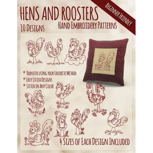 Hens and Roosters Hand Embroidery Patterns
