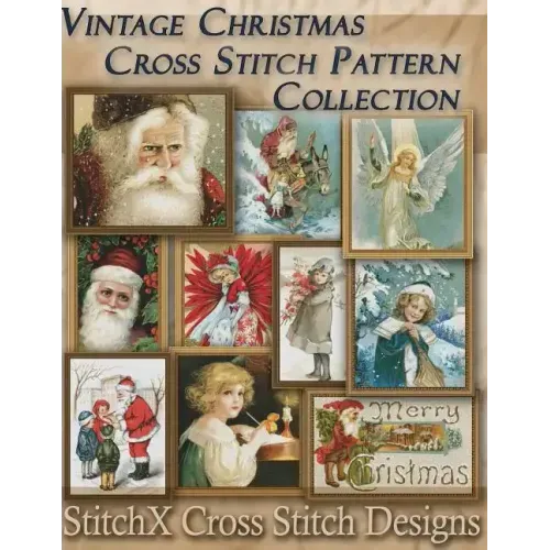 Vintage Christmas Cross Stitch Pattern Collection: Black & White Charts
