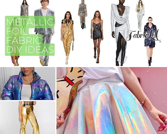 Hologram Metallic Foil Spandex Knit Fabric 4-Way Stretch, 60" Inch Wide| Multicolor