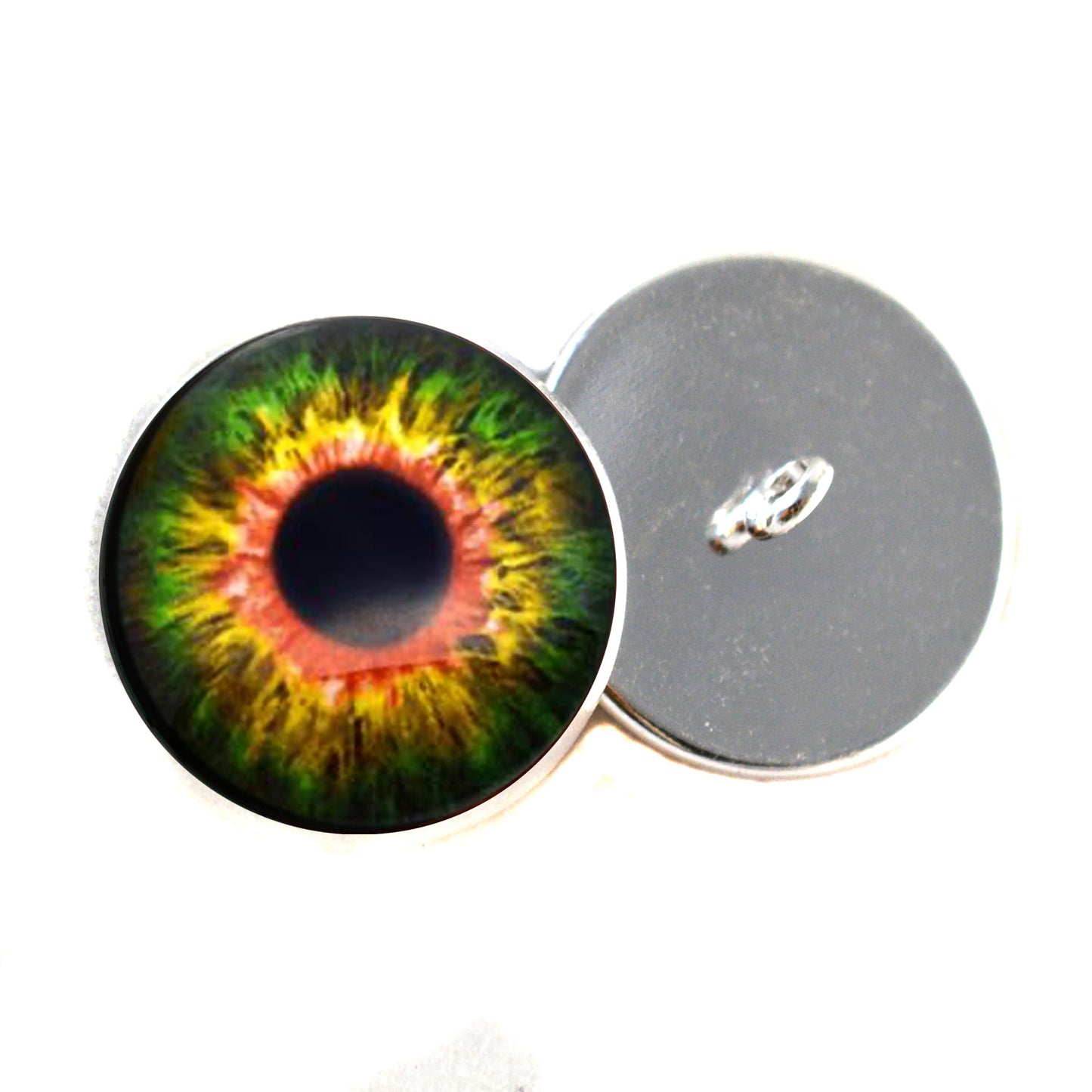 Sensational Green and Orange Creature Sew-On Button Glass Eyes