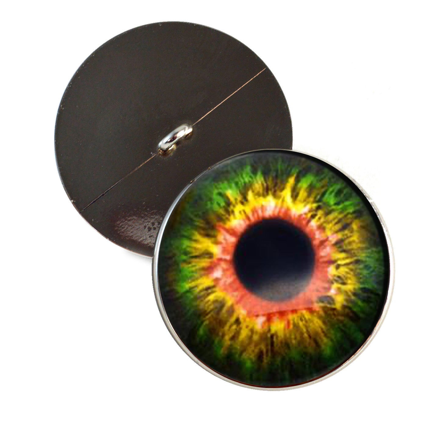 Sensational Green and Orange Creature Sew-On Button Glass Eyes