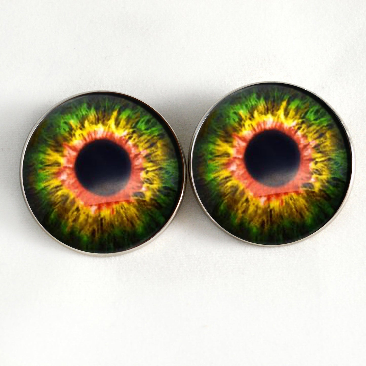 Sensational Green and Orange Creature Sew-On Button Glass Eyes