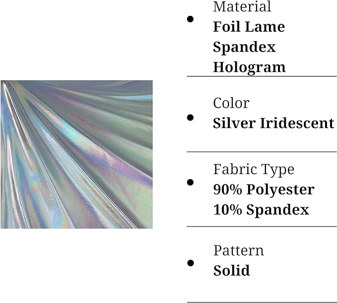Hologram Metallic Foil Spandex Knit Fabric 4-Way Stretch, 60" Inch Wide| Multicolor