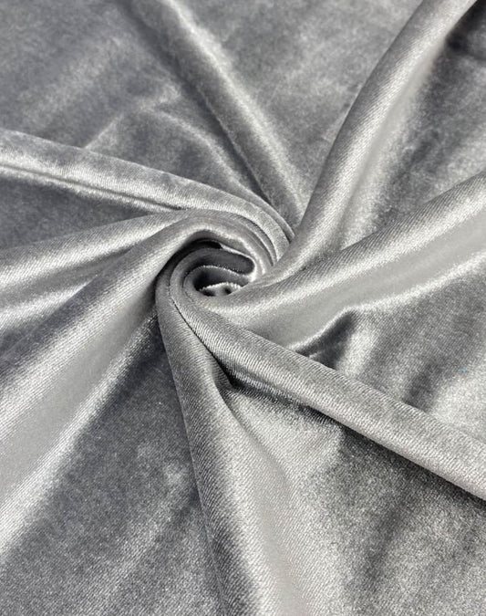 FabricLA Stretch Velvet Fabric by the Yard – Silver Grey | 90% Polyester 10% Spandex | 280gsm | 58/60” Wide