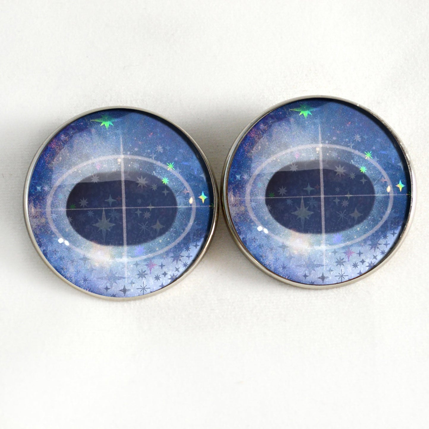 Sparkling Blue Iridescent Unicorn Sew-On Button Glass Eyes