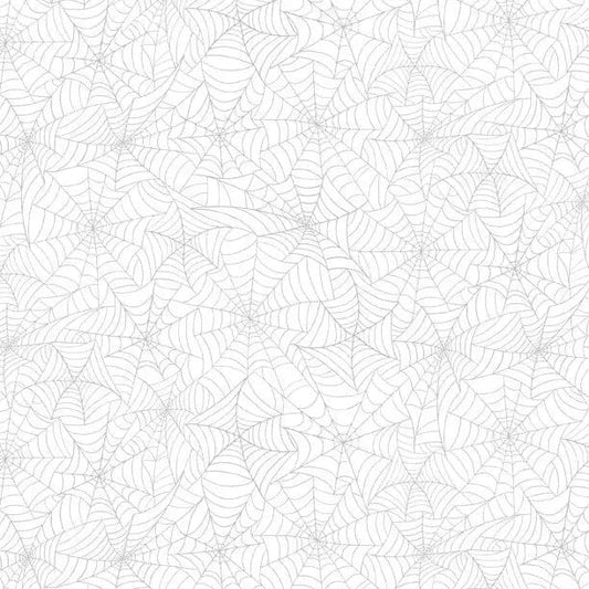 Spooky Spectacle - Spider Web All Over White on White Cotton 44"/45" Fabric Per Yard