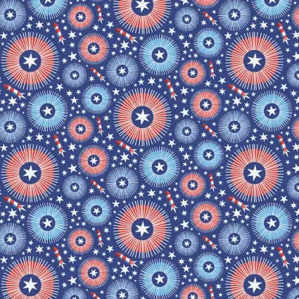 Star Spangled Summer Firework Freenzy 43"/44" Fabric Per Yard