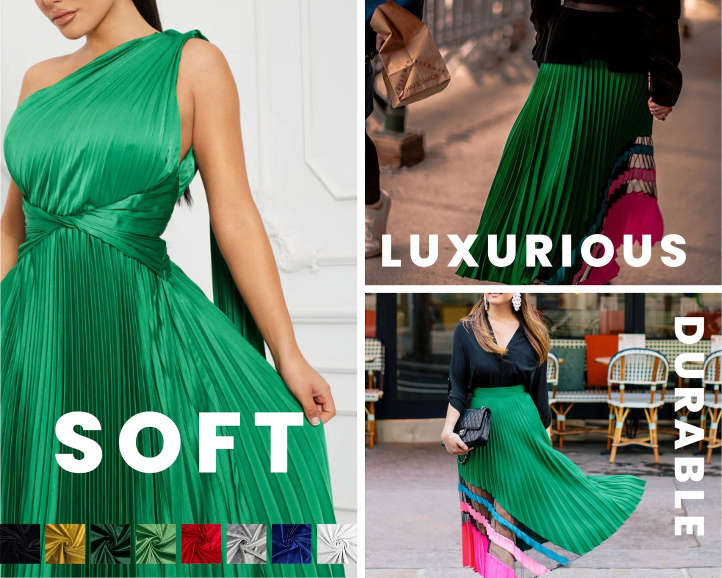 FabricLA Stretch Velvet Fabric by the Yard – Kelly Green | 90% Polyester 10% Spandex | 280gsm | 58/60” Wide