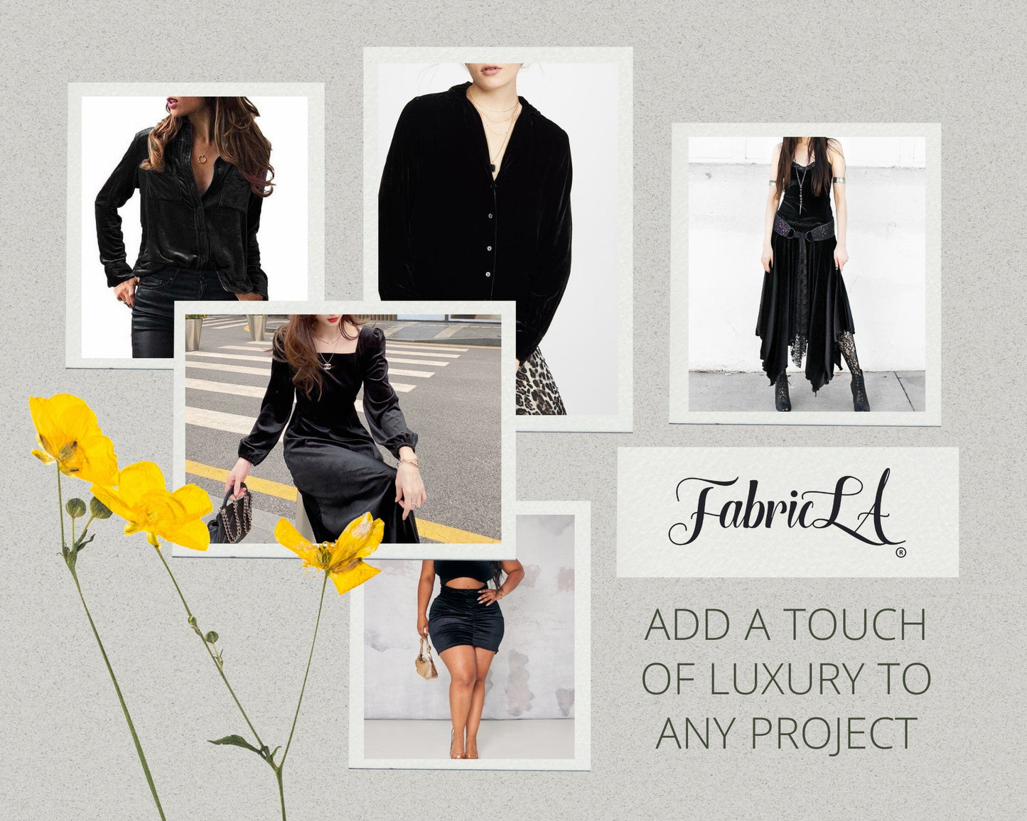 FabricLA Stretch Velvet Fabric by the Yard – Black | 90% Polyester 10% Spandex | 280gsm | 58/60” Wide