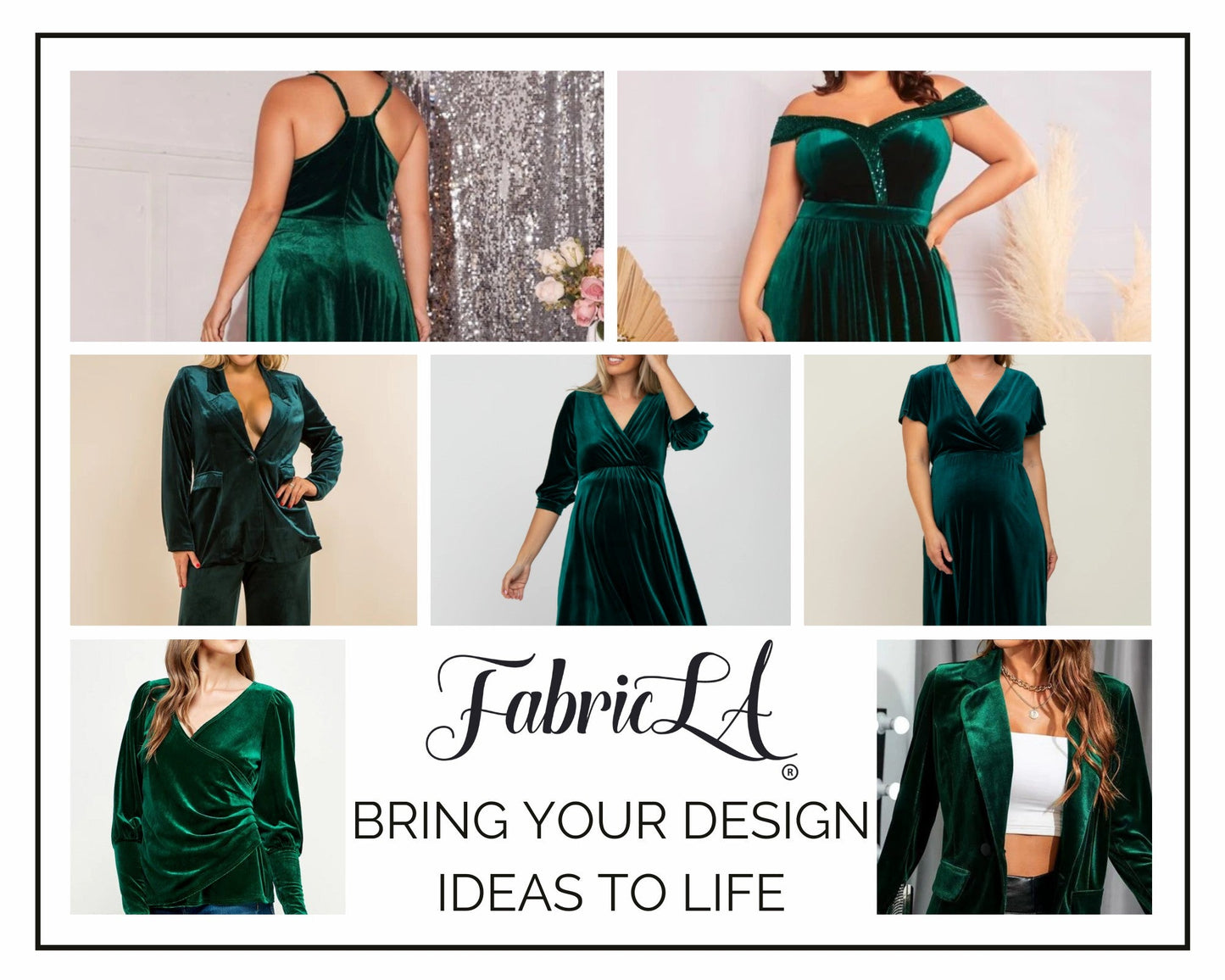 FabricLA Stretch Velvet Fabric by the Yard – Hunter Green | 90% Polyester 10% Spandex | 280gsm | 58/60” Wide