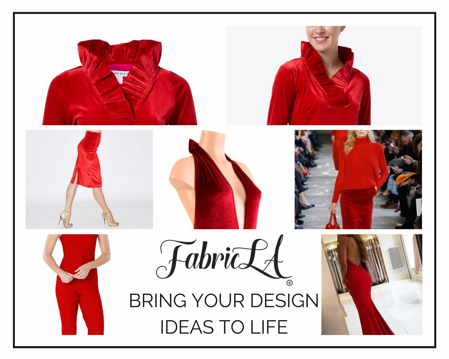 FabricLA Stretch Velvet Fabric by the Yard – Red | 90% Polyester 10% Spandex | 280gsm | 58/60” Wide