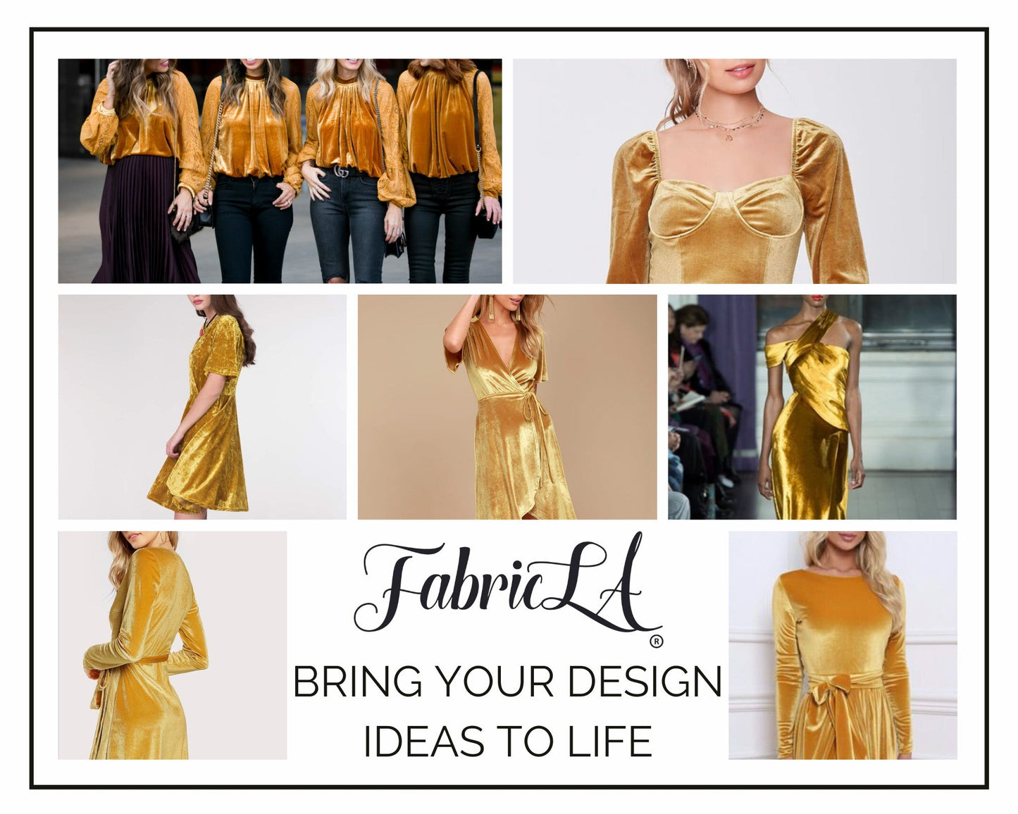 FabricLA Stretch Velvet Fabric by the Yard – Gold | 90% Polyester 10% Spandex | 280gsm | 58/60” Wide