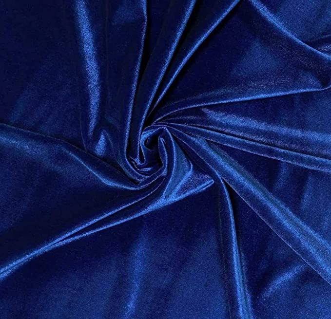 FabricLA Stretch Velvet Fabric by the Yard – Royal Blue | 90% Polyester 10% Spandex | 280gsm | 58/60” Wide