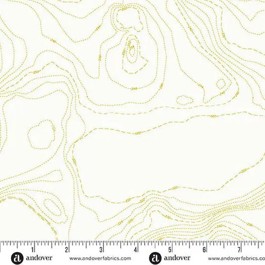 Sun Print Whisper Chartreuse Topography 44"/45" Fabric Per Yard