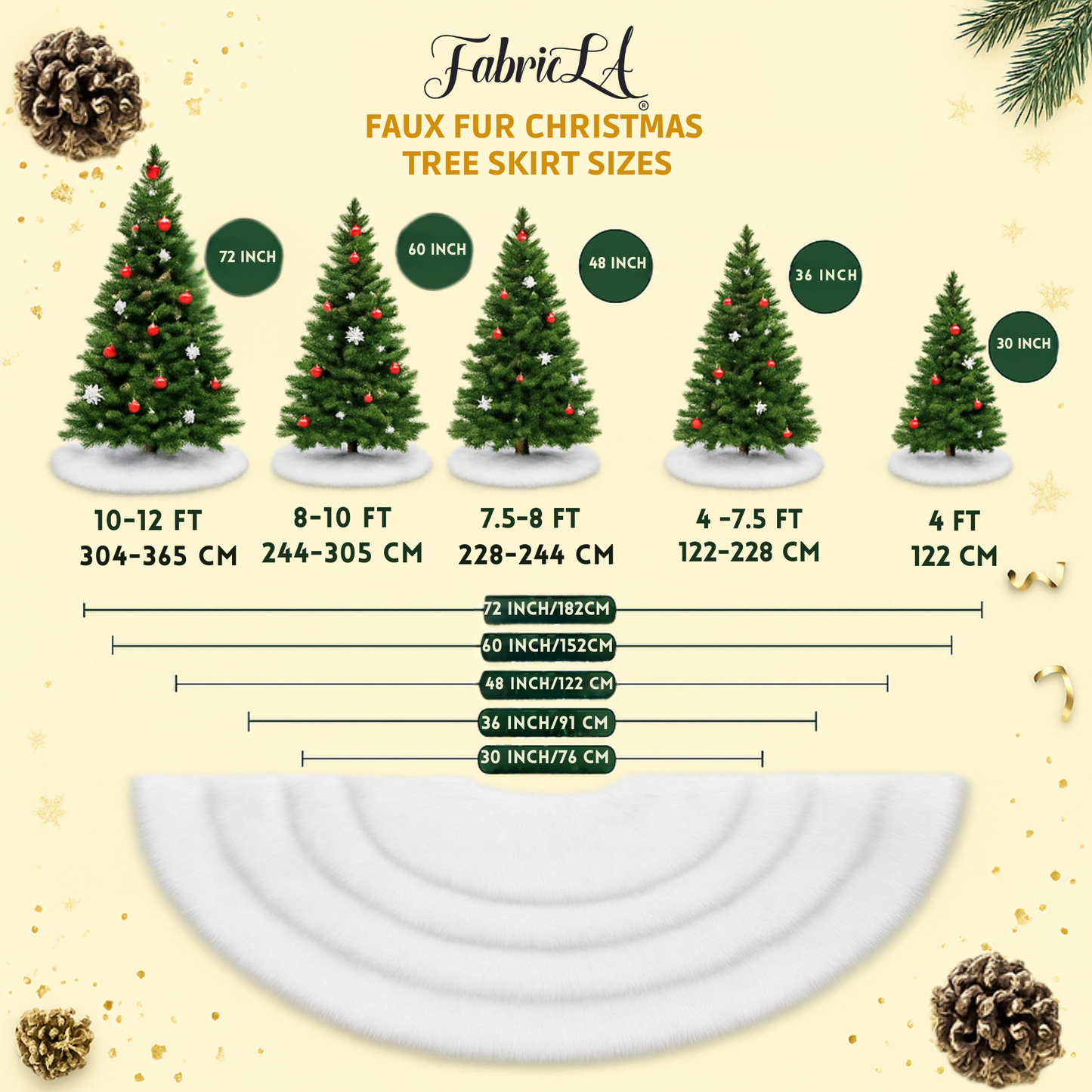 Premium Faux Fur Christmas Tree Skirt - 48 Inch | Luxurious Holiday Decorations