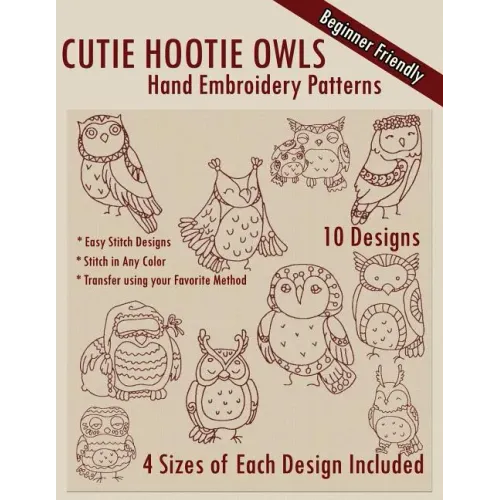 Cutie Hootie Owls Hand Embroidery Patterns