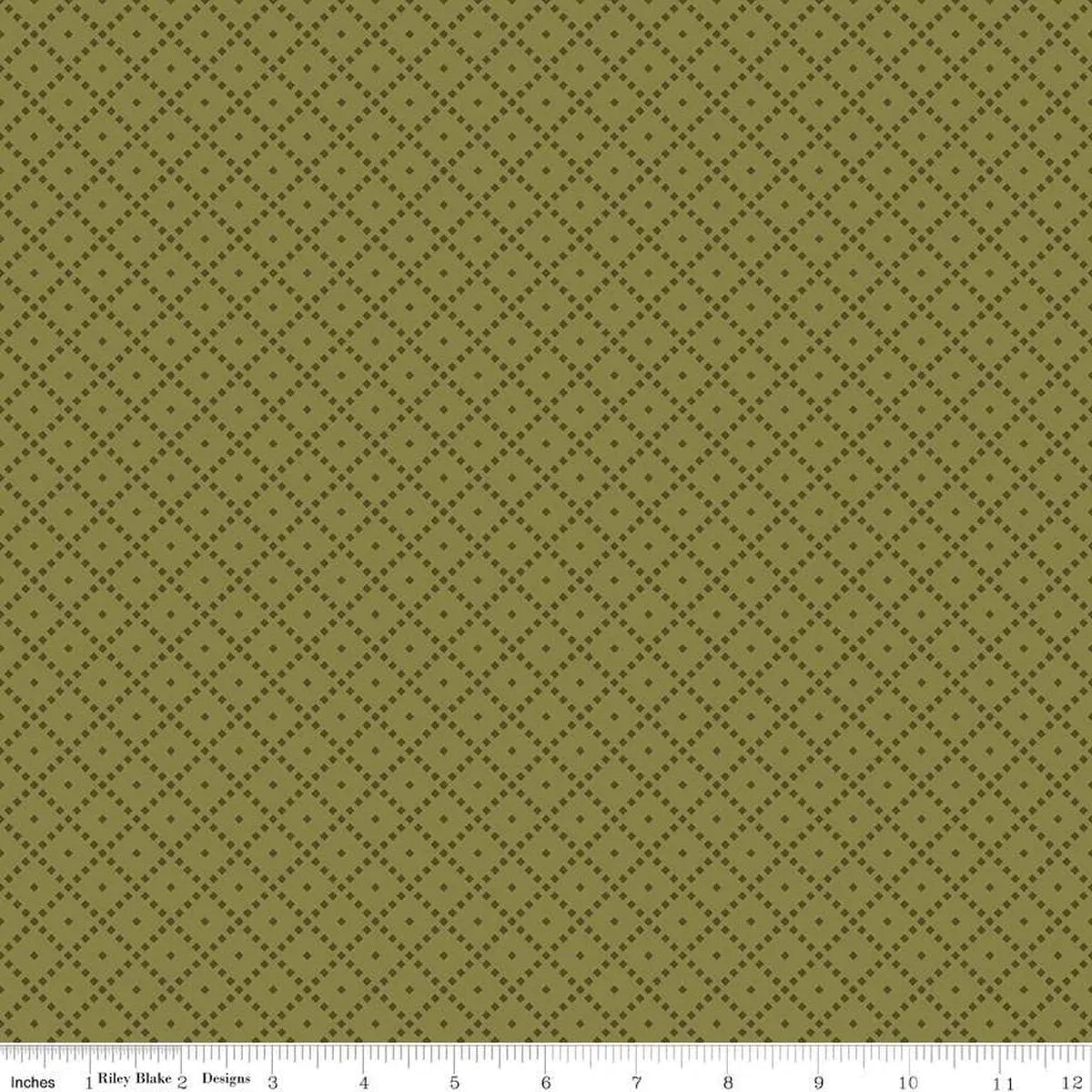 The Awe of Autumn Grid Green 43"/44" Fabric Per Yard