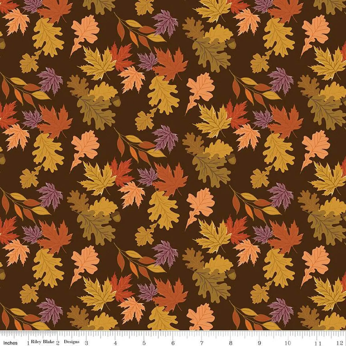 The Awe of Autumn Leaves Brown 43"/44" Fabric Per Yard