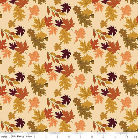 The Awe of Autumn Leaves Latte 43"/44" Fabric Per Yard