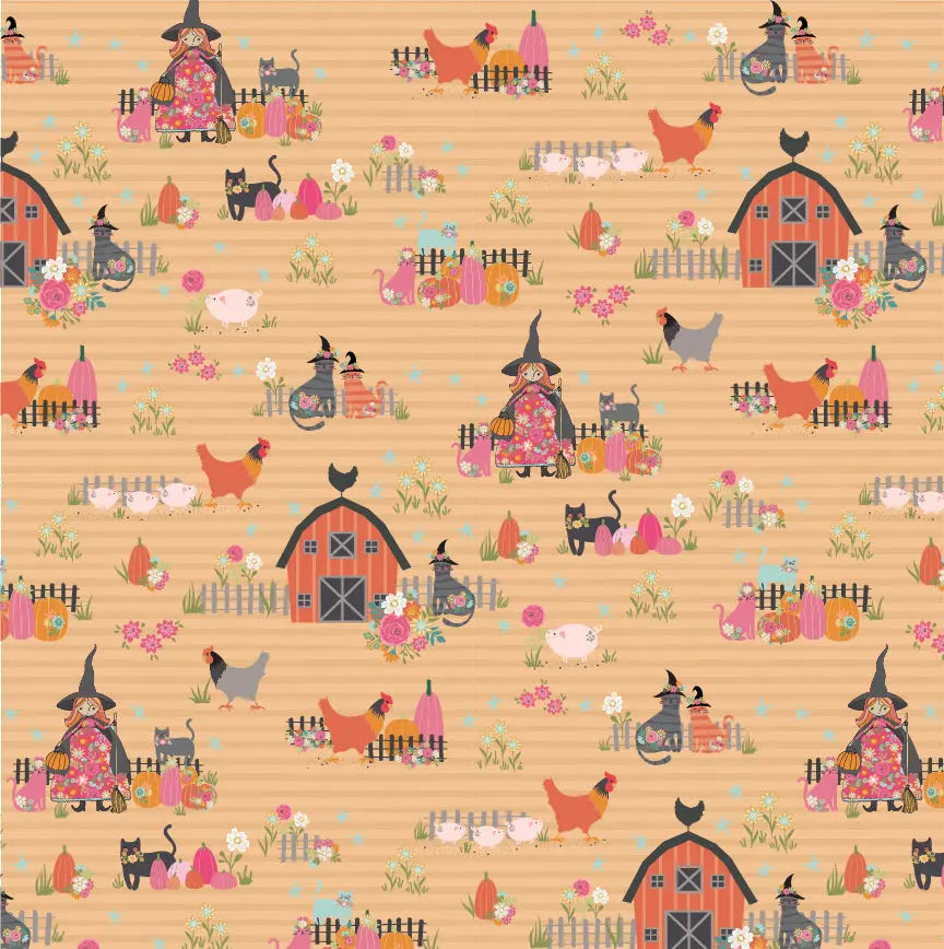 The Good Witch Poppie Cotton Orange 44"/45" Fabric Per Yard