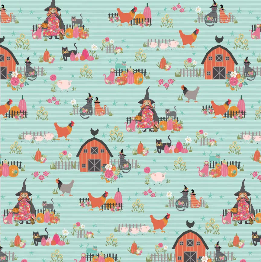 The Good Witch Poppie Cotton Teal 44"/45" Fabric Per Yard